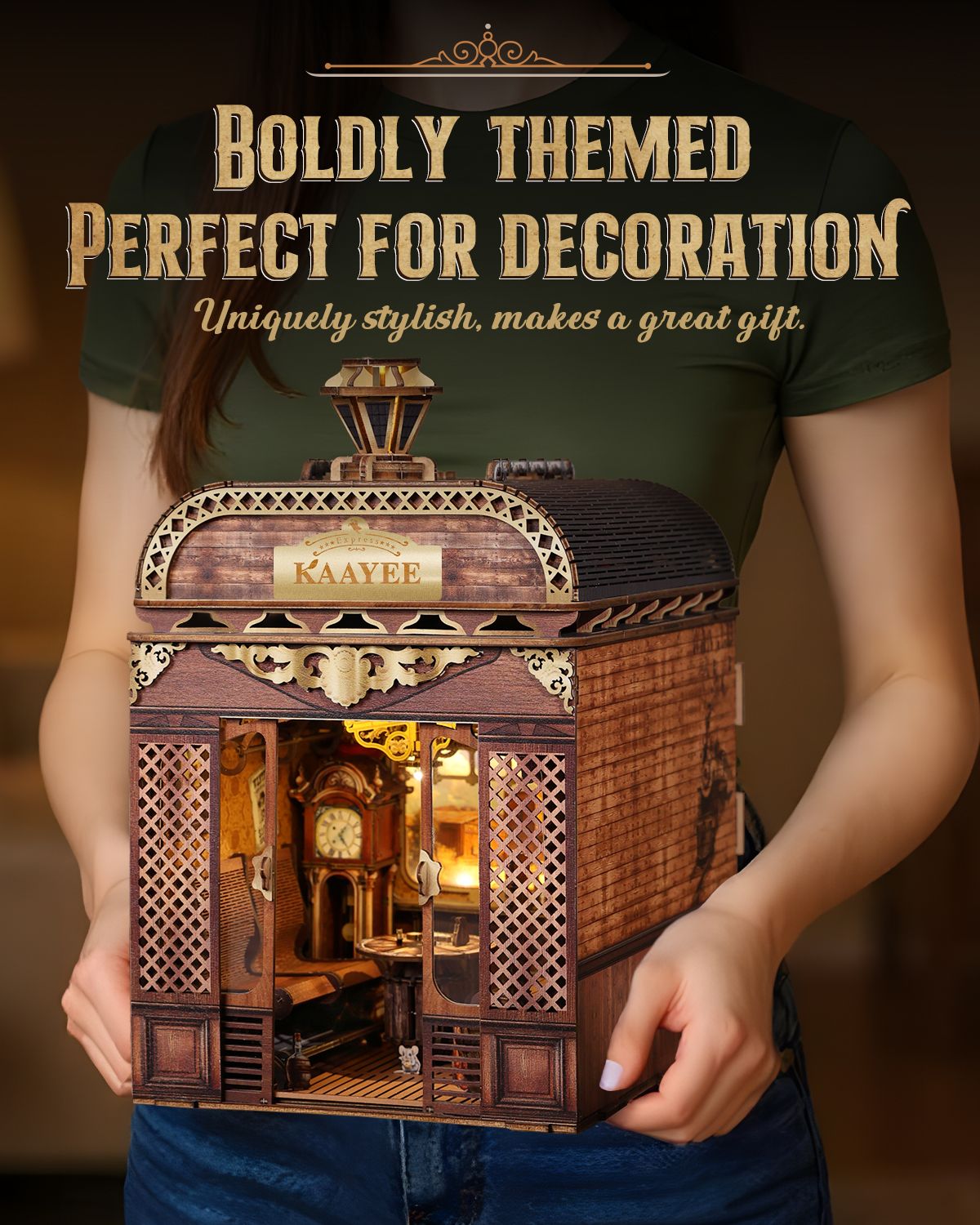 DIY Book Nook Kit,3D Wooden Puzzle