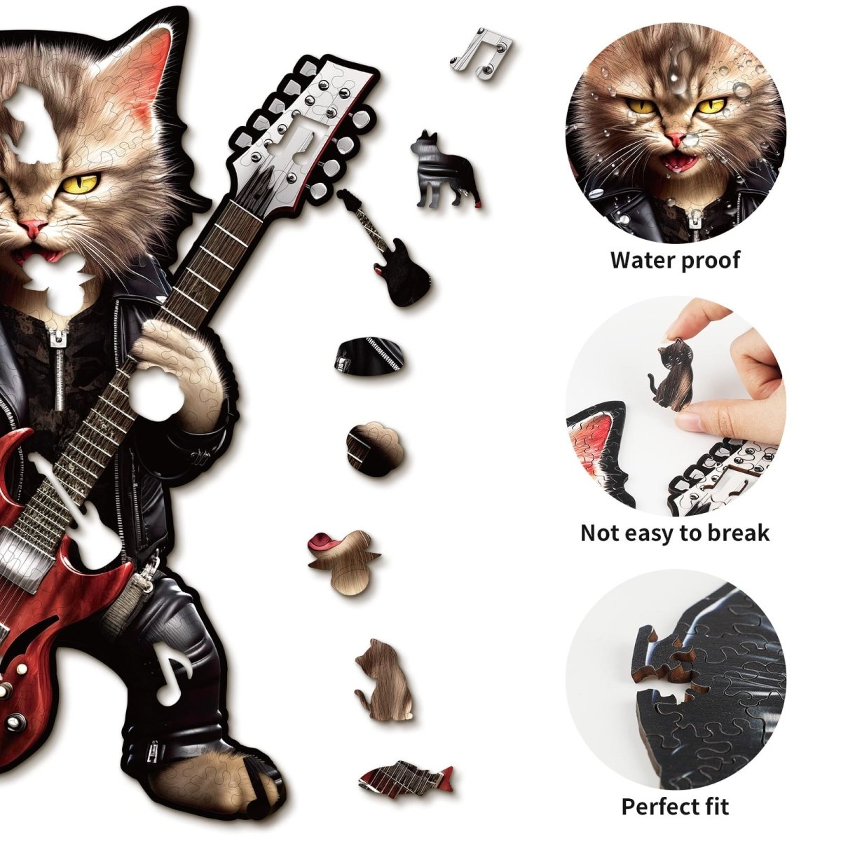 Rock Cat Wooden Jigsaw Puzzle - KAAYEE Puzzle