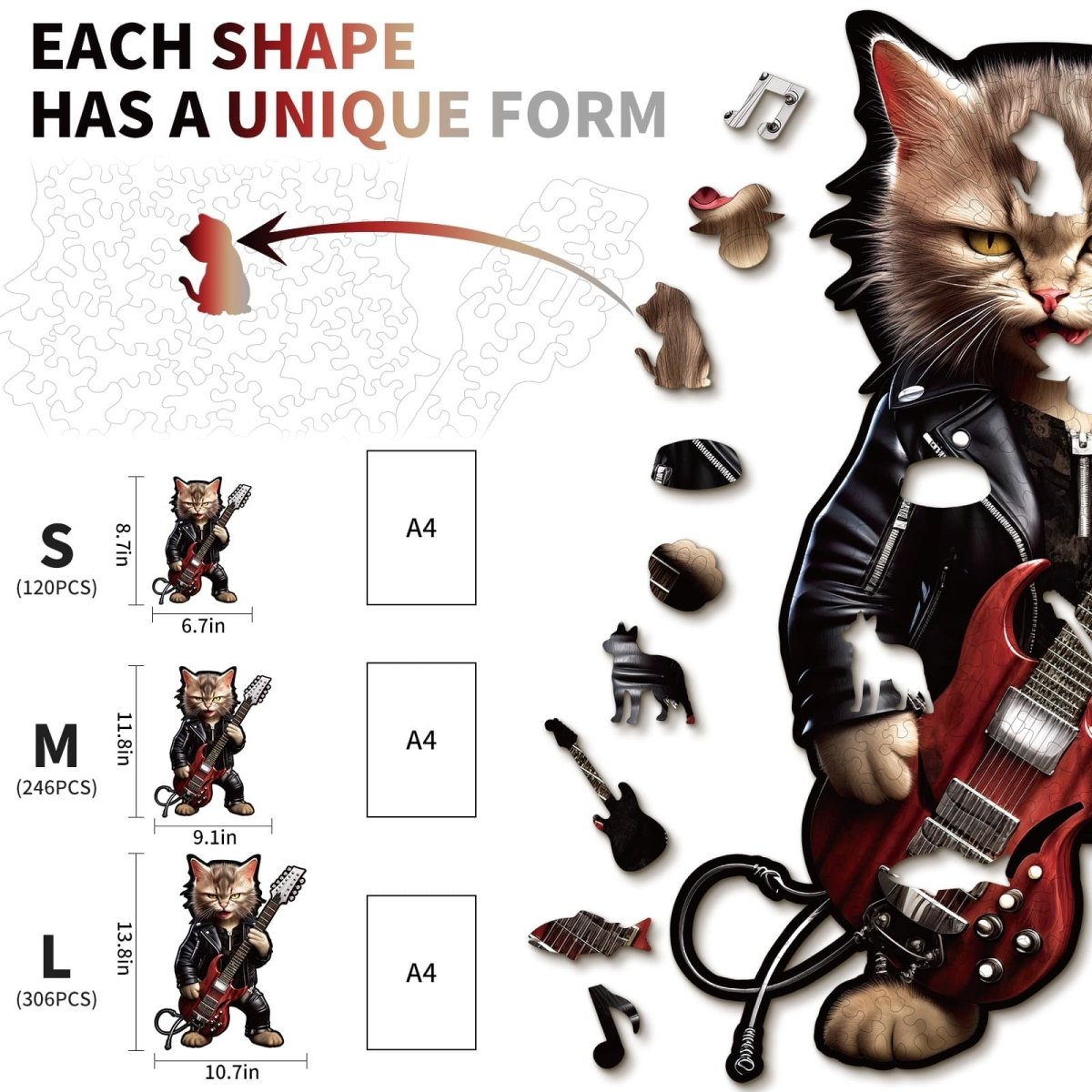 Rock Cat Wooden Jigsaw Puzzle - KAAYEE Puzzle