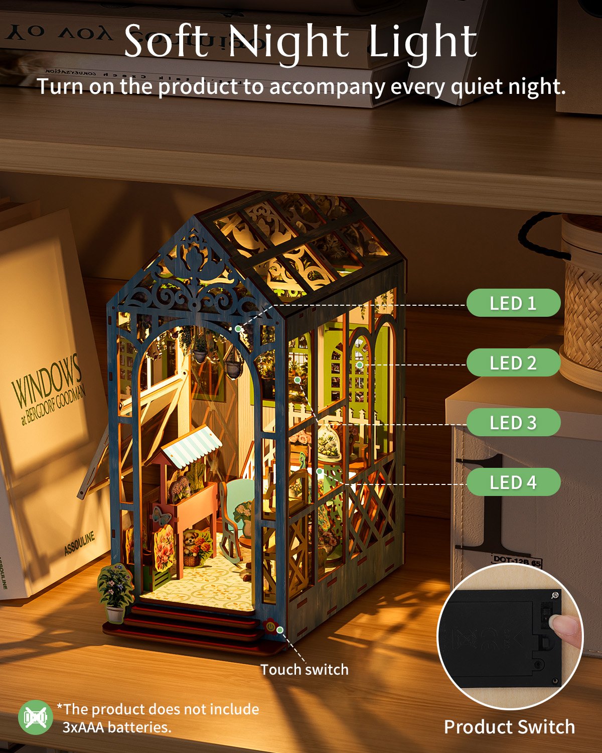 DIY Book Nook Kit,3D Wooden Puzzle