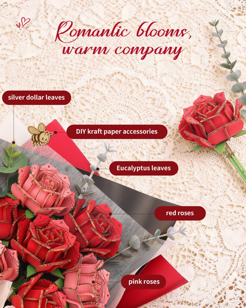 Rose Bouquet DIY Wooden Flower - KAAYEE Puzzle