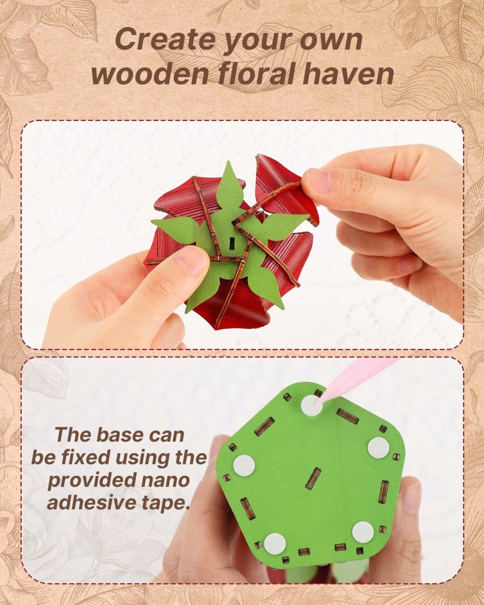 Rose DIY Wooden Flower - KAAYEE Puzzle