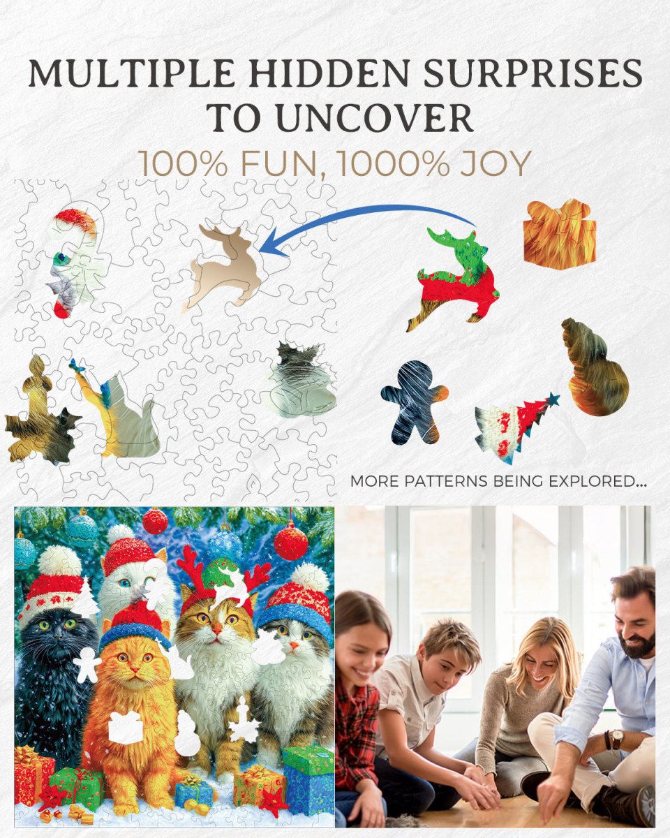 Santa Kitty Wooden Jigsaw Puzzle - KAAYEE Puzzle