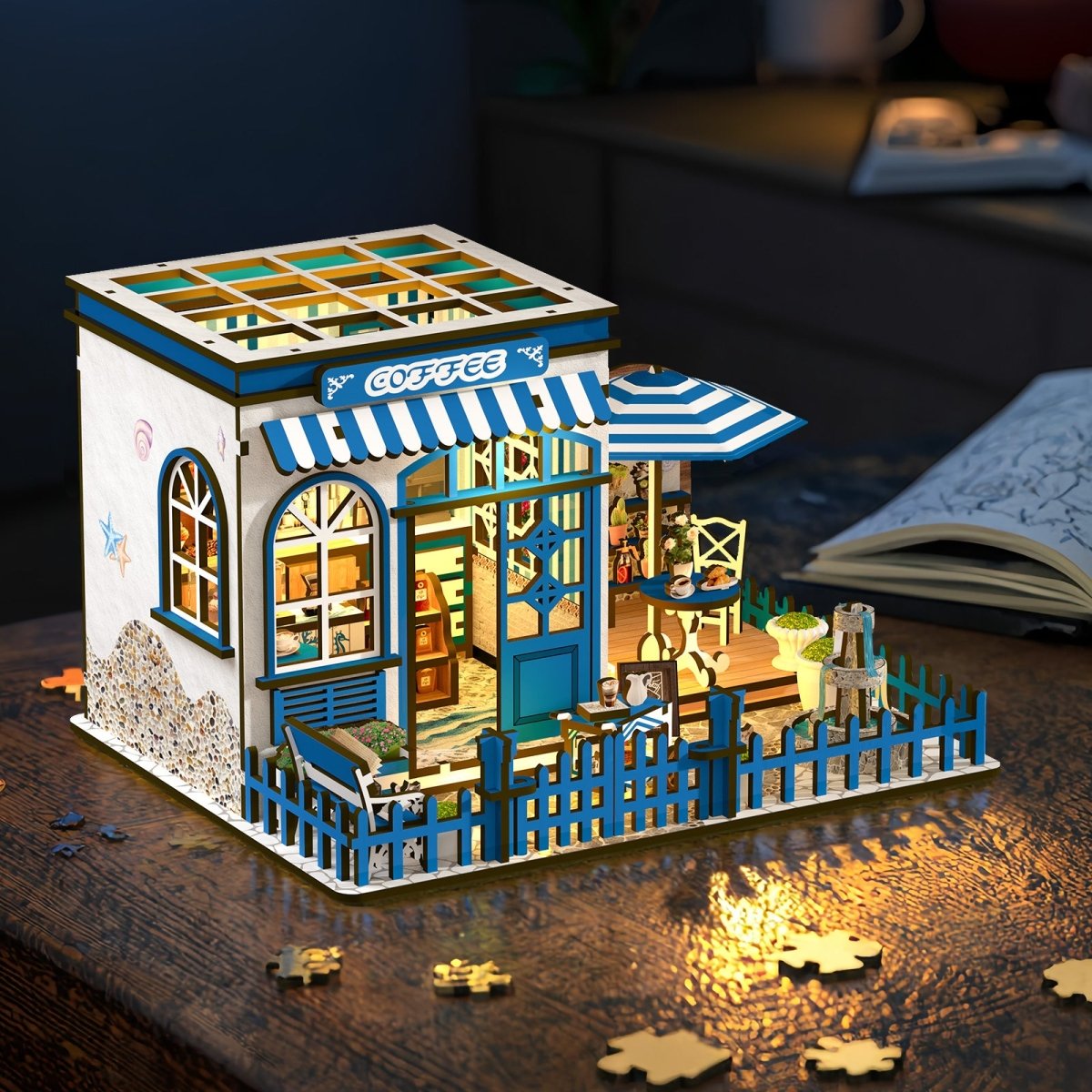 Santorini Sun Coffee DIY Miniature House - KAAYEE Puzzle