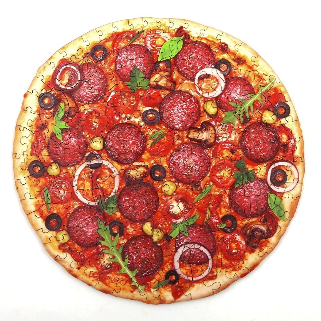 SAUSAGE PIZZA Wooden Jigsaw Puzzle - KAAYEE Puzzle