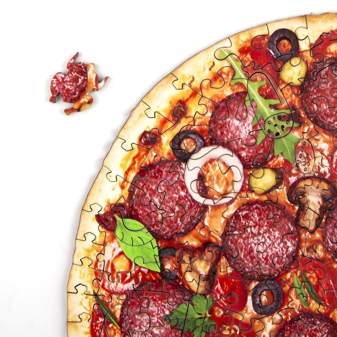 SAUSAGE PIZZA Wooden Jigsaw Puzzle - KAAYEE Puzzle