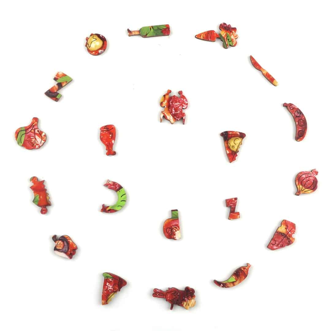 SAUSAGE PIZZA Wooden Jigsaw Puzzle - KAAYEE Puzzle