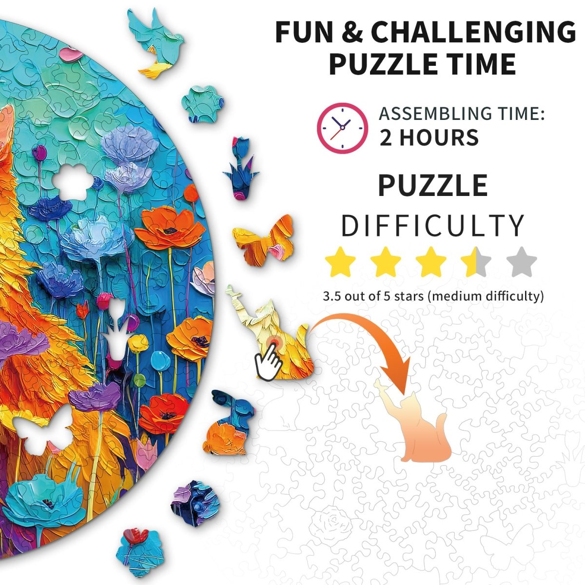 Scratching Cat Wooden Jigsaw Puzzle - KAAYEE Puzzle