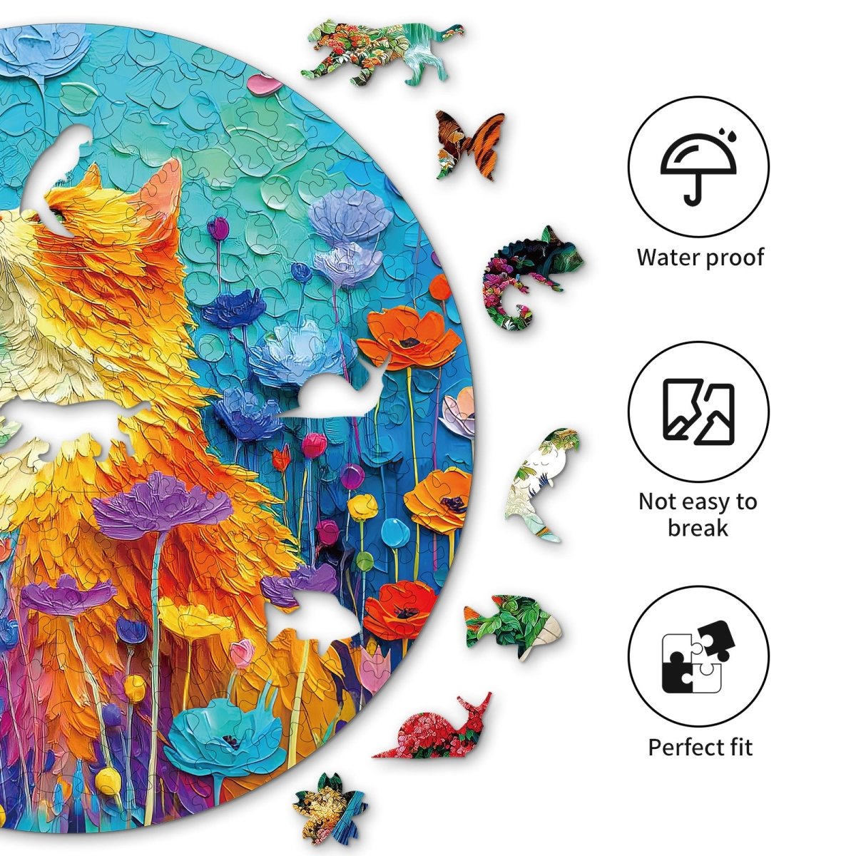 Scratching Cat Wooden Jigsaw Puzzle - KAAYEE Puzzle