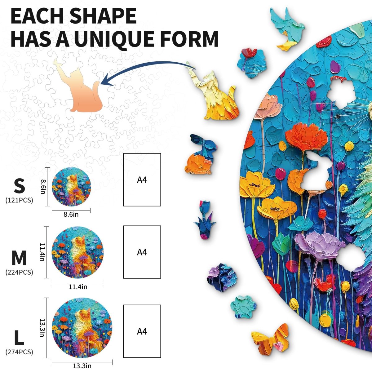 Scratching Cat Wooden Jigsaw Puzzle - KAAYEE Puzzle