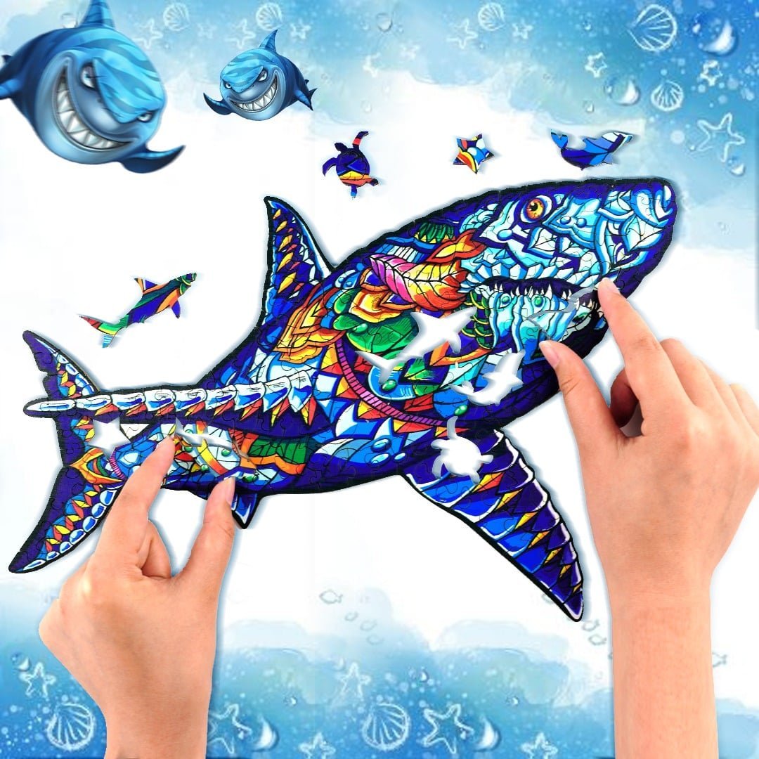 SHAKE SHARK Wooden Jigsaw Puzzle - KAAYEE Puzzle