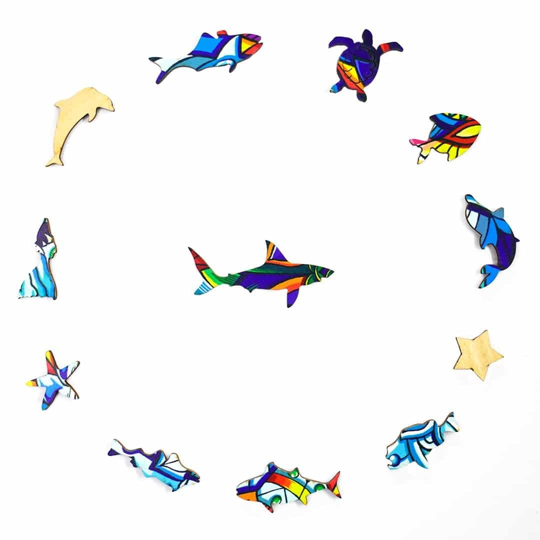 SHAKE SHARK Wooden Jigsaw Puzzle - KAAYEE Puzzle