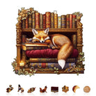 Sleep Library - Fox Wooden Jigsaw Puzzle - KAAYEE Puzzle