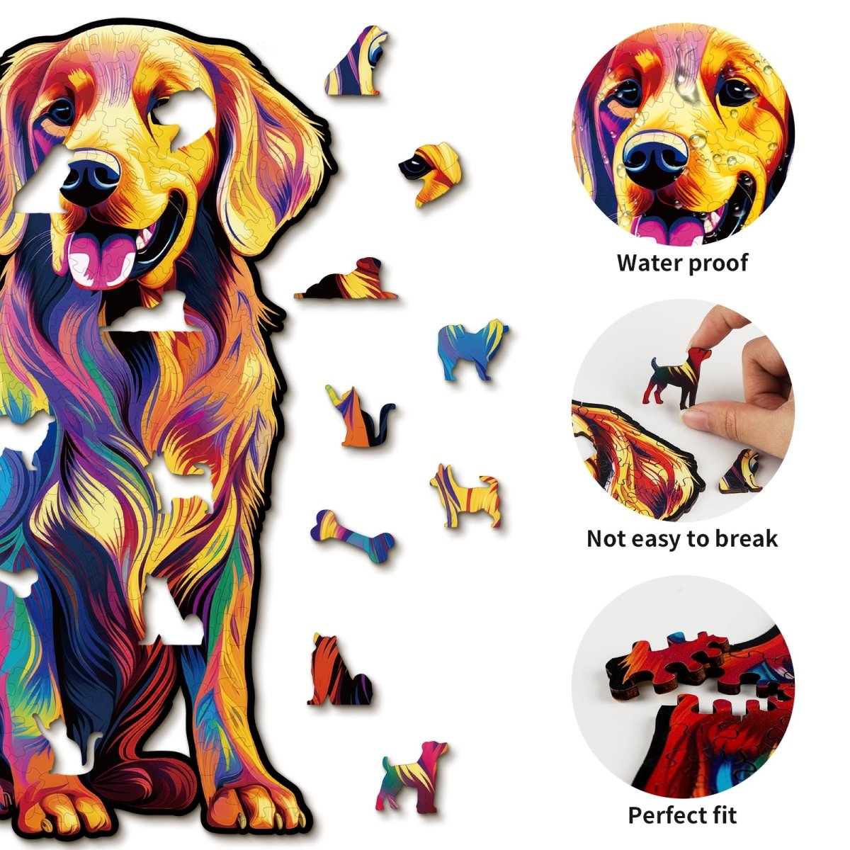 Smile Golden retriever Wooden Jigsaw Puzzle - KAAYEE Puzzle