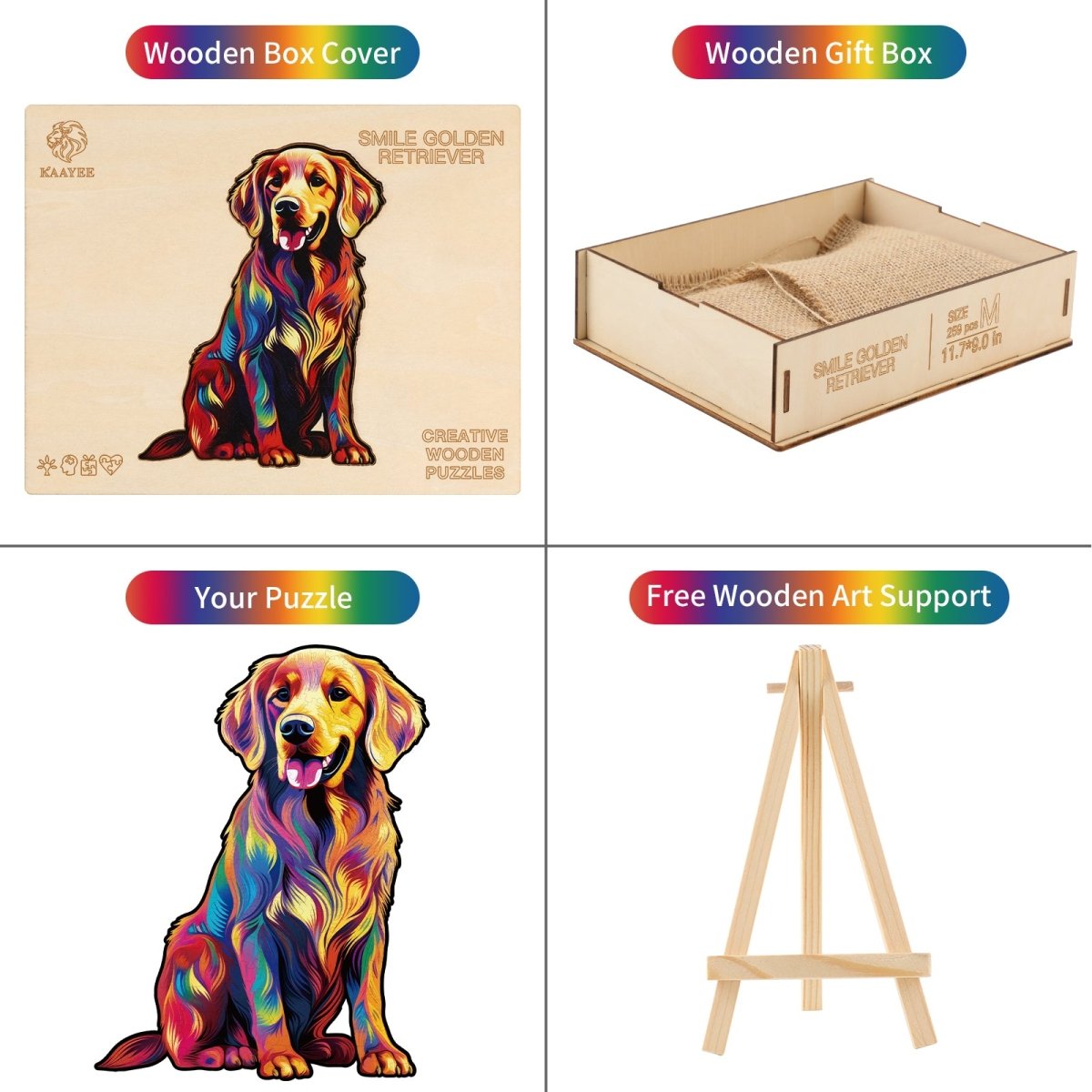 Smile Golden retriever Wooden Jigsaw Puzzle - KAAYEE Puzzle