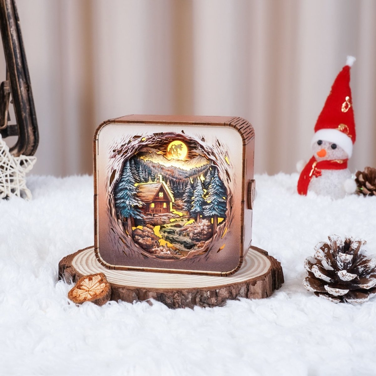Snow Mountain Cabin Night Light - KAAYEE Puzzle