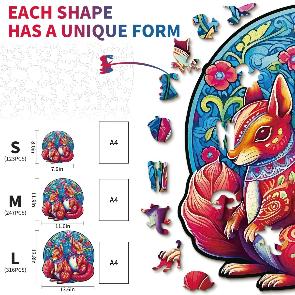 Squirrel Friends Wooden Jigsaw Puzzle - KAAYEE Puzzle