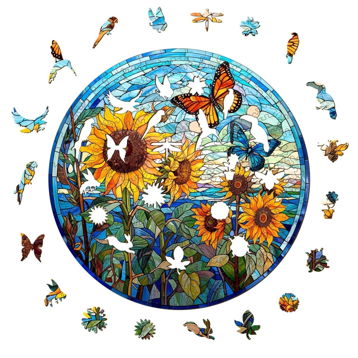 Stained Glass Sunflower Wooden Jigsaw Puzzle - KAAYEE Puzzle