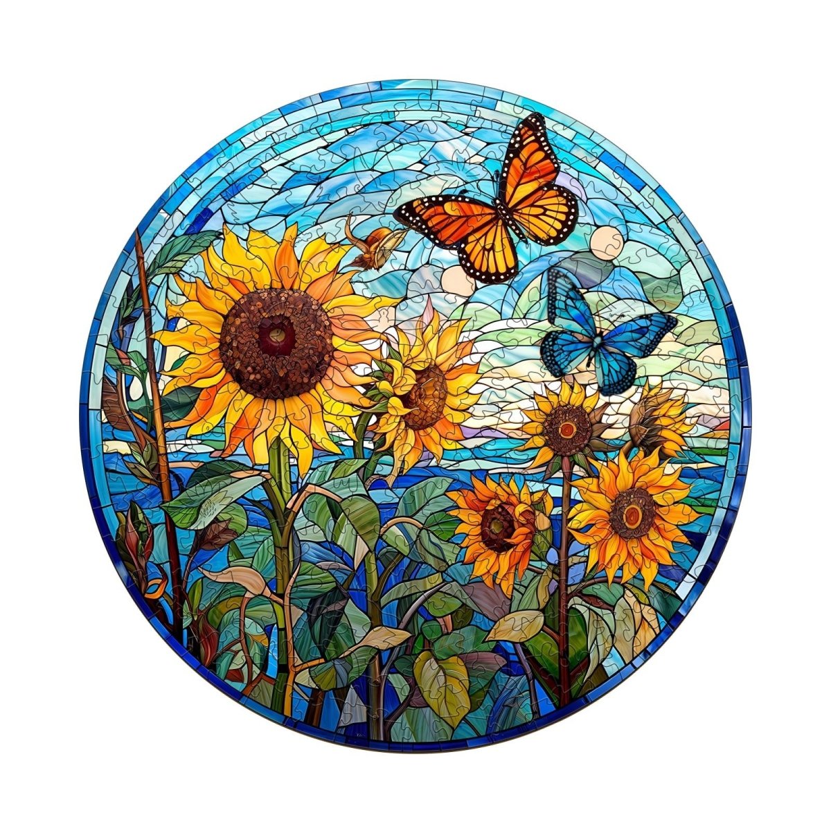 Stained Glass Sunflower Wooden Jigsaw Puzzle - KAAYEE Puzzle