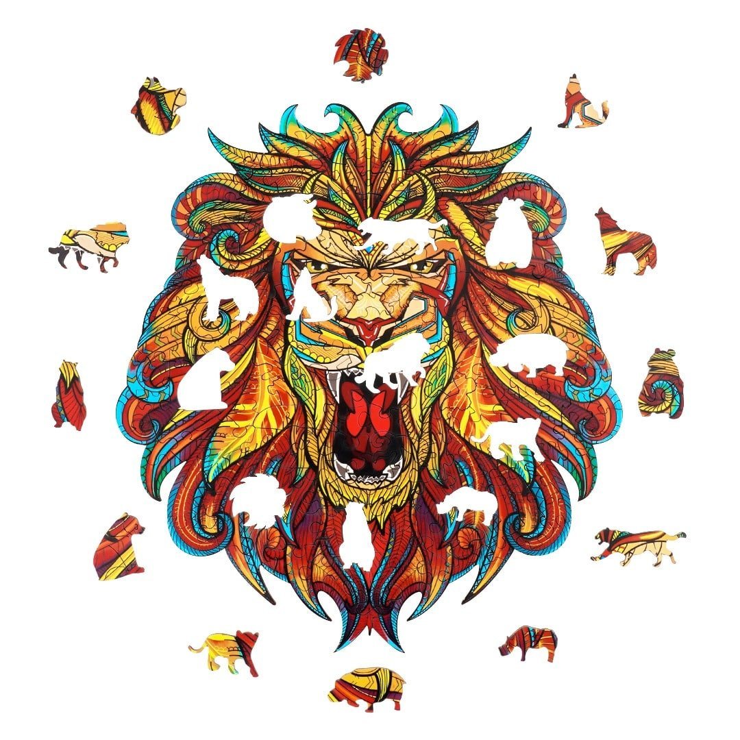STATELY LION Wooden Jigsaw Puzzle - KAAYEE Puzzle