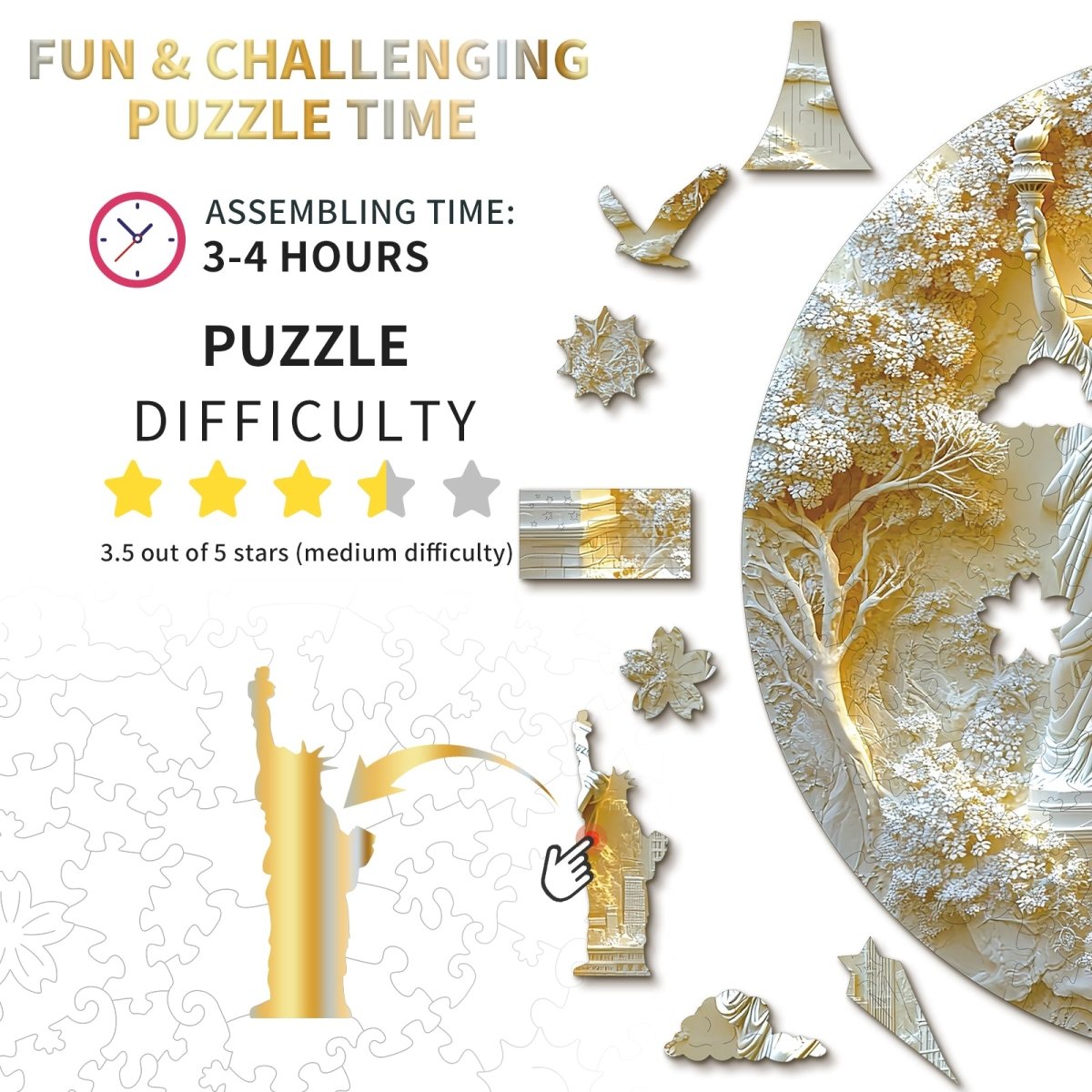 Statue of Liberty Wooden Jigsaw Puzzle - KAAYEE Puzzle