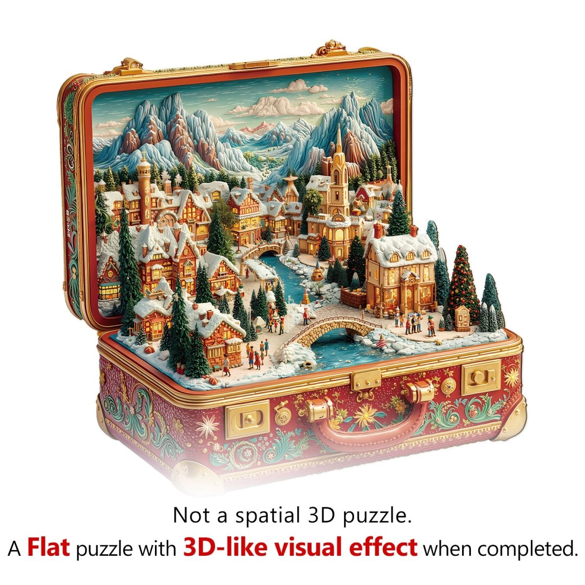Suitcase Scenery - Christmas Wooden Jigsaw Puzzle - KAAYEE Puzzle