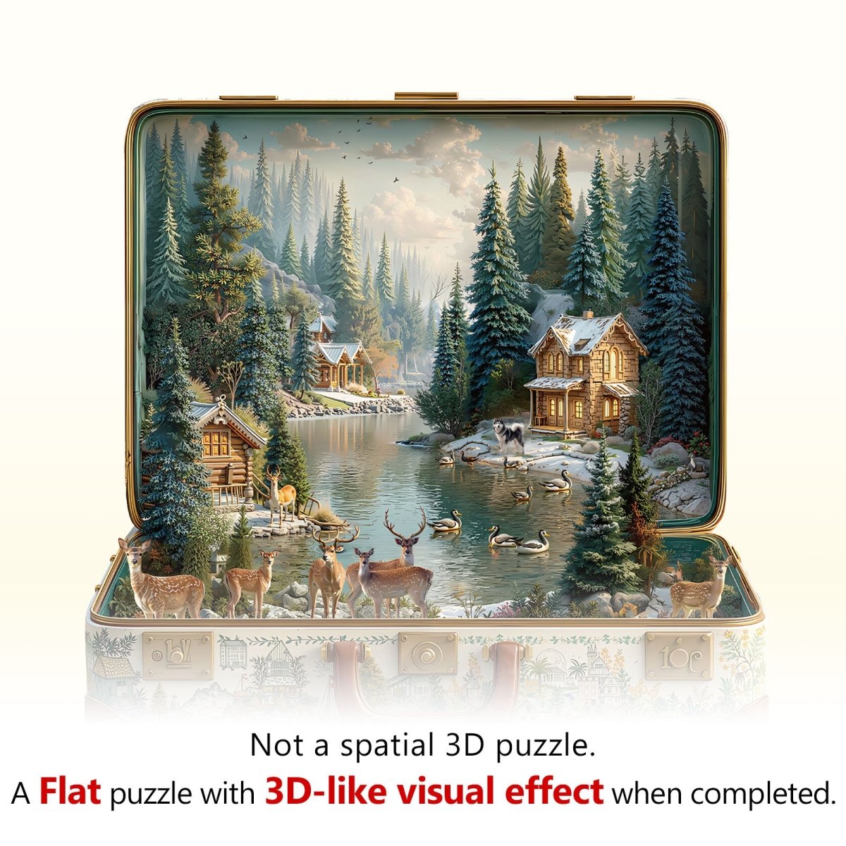 Suitcase scenery - Nordic forest Wooden Jigsaw Puzzle - KAAYEE Puzzle