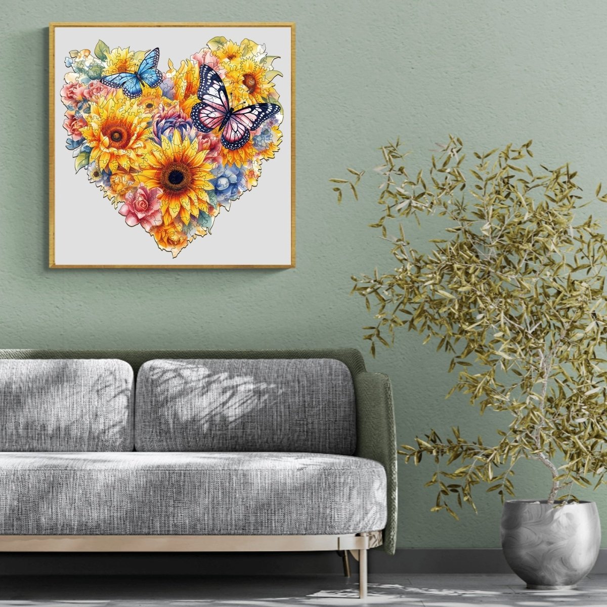Sunflower and Butterfly Wooden Jigsaw Puzzle - KAAYEE Puzzle
