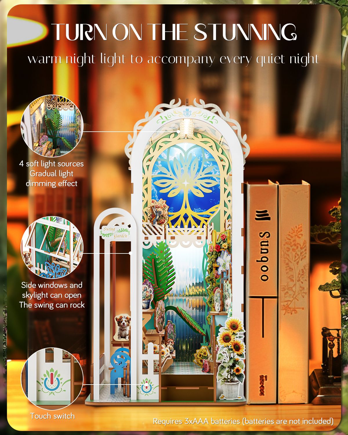 DIY Book Nook Kit,3D Wooden Puzzle