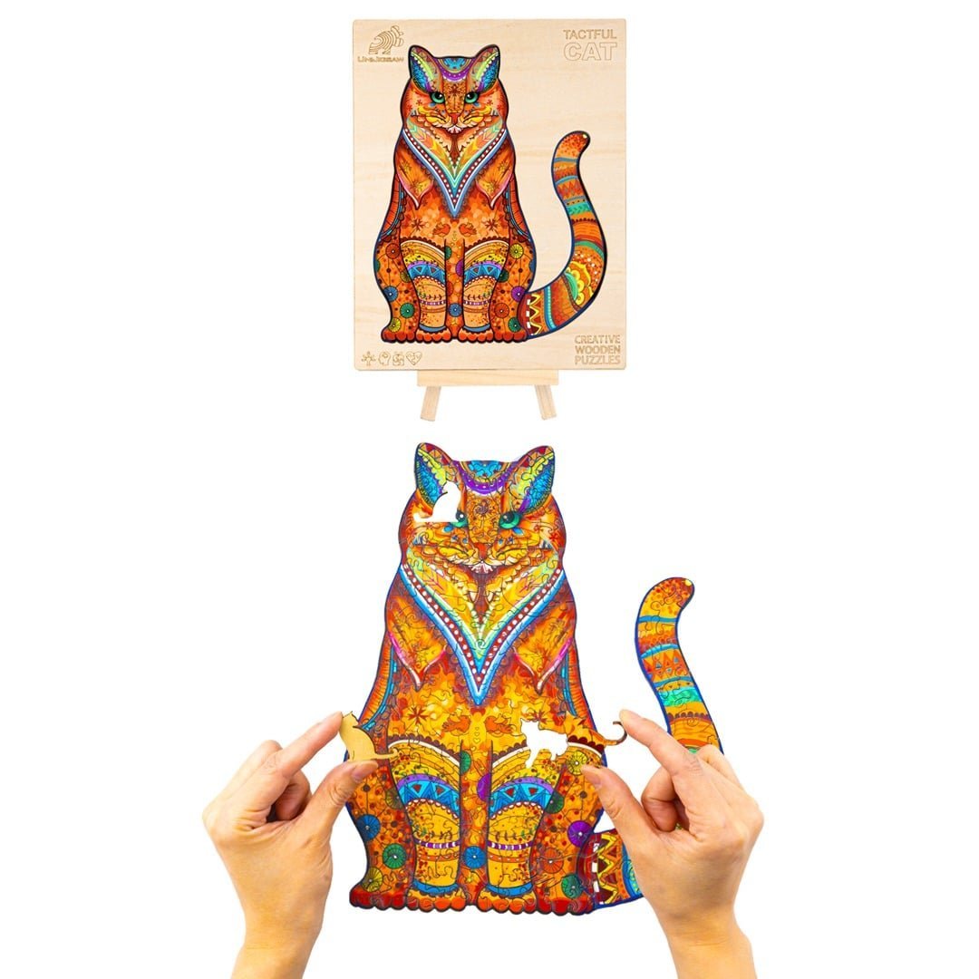 TACTFUL CAT Wooden Jigsaw Puzzle - KAAYEE Puzzle