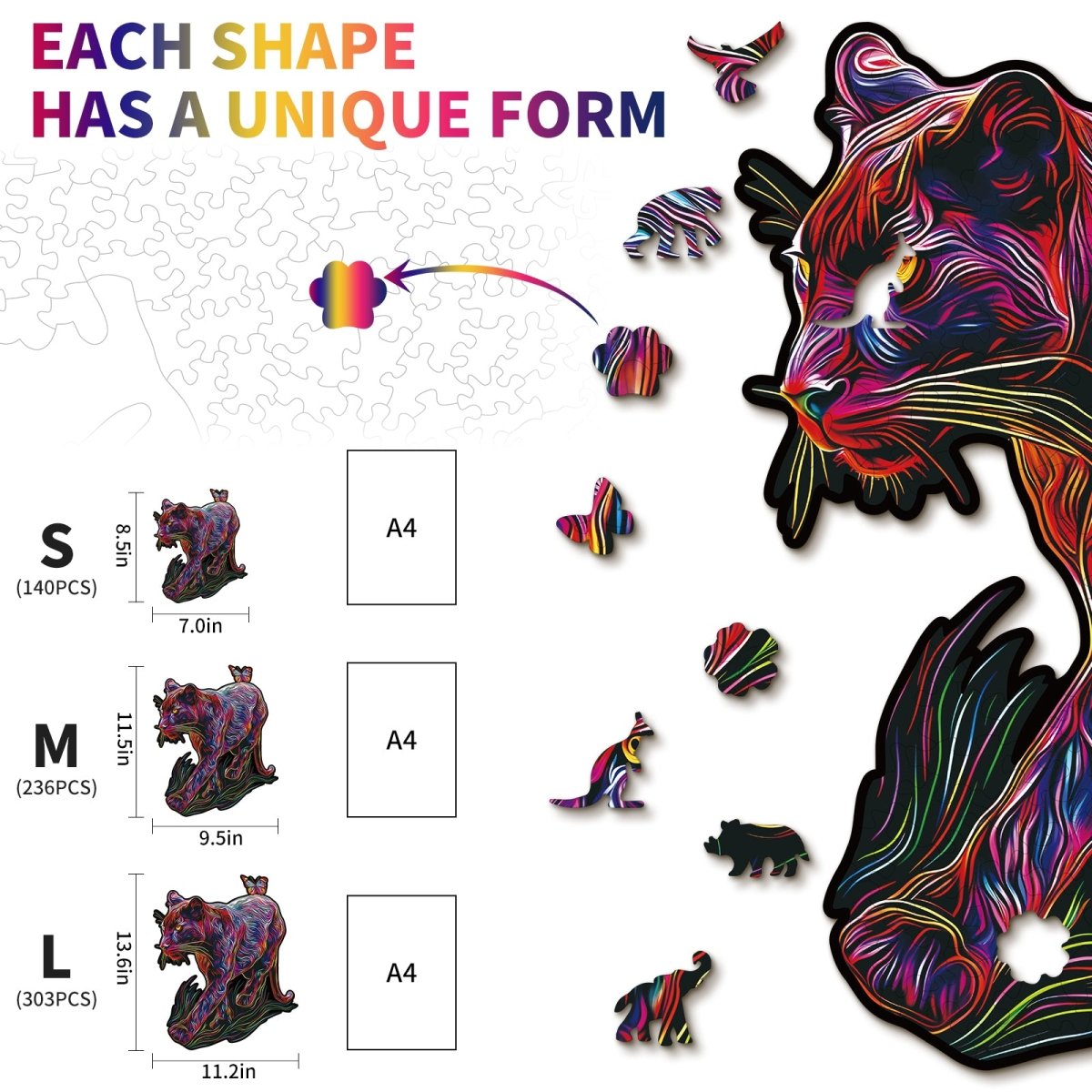 The Dazzing Panther Wooden Jigsaw Puzzle - KAAYEE Puzzle