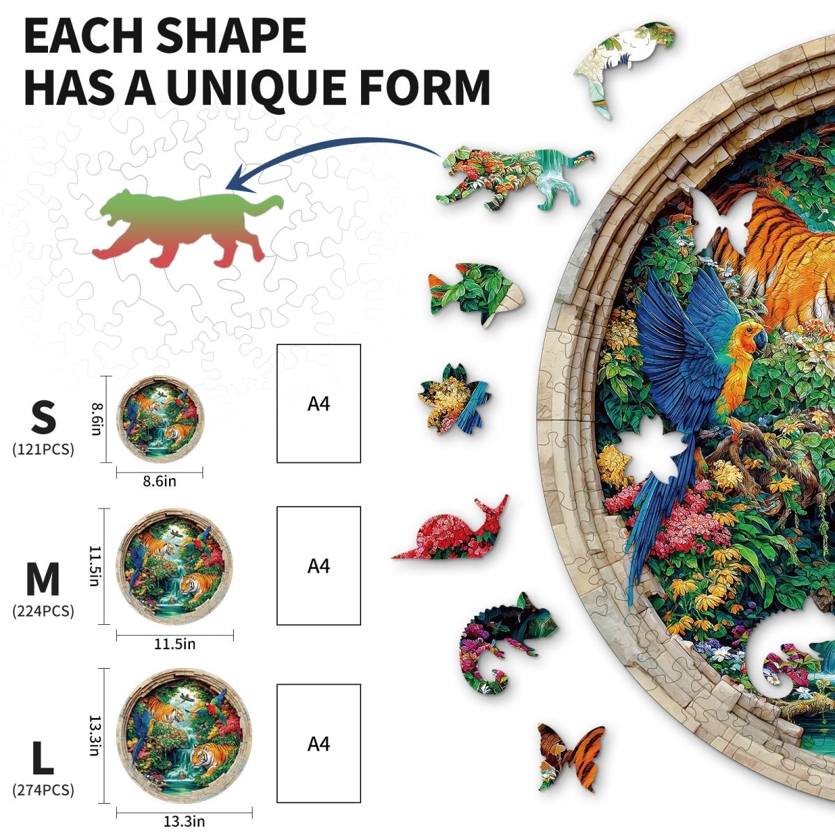 The Tiger Family Wooden Jigsaw Puzzle - KAAYEE Puzzle