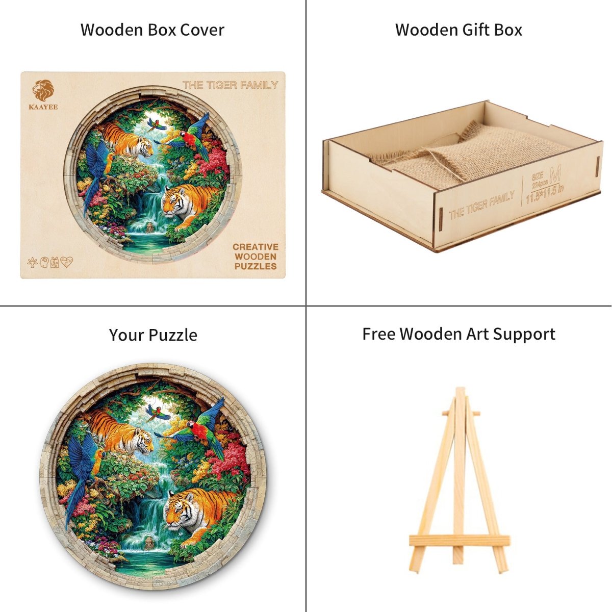 The Tiger Family Wooden Jigsaw Puzzle - KAAYEE Puzzle