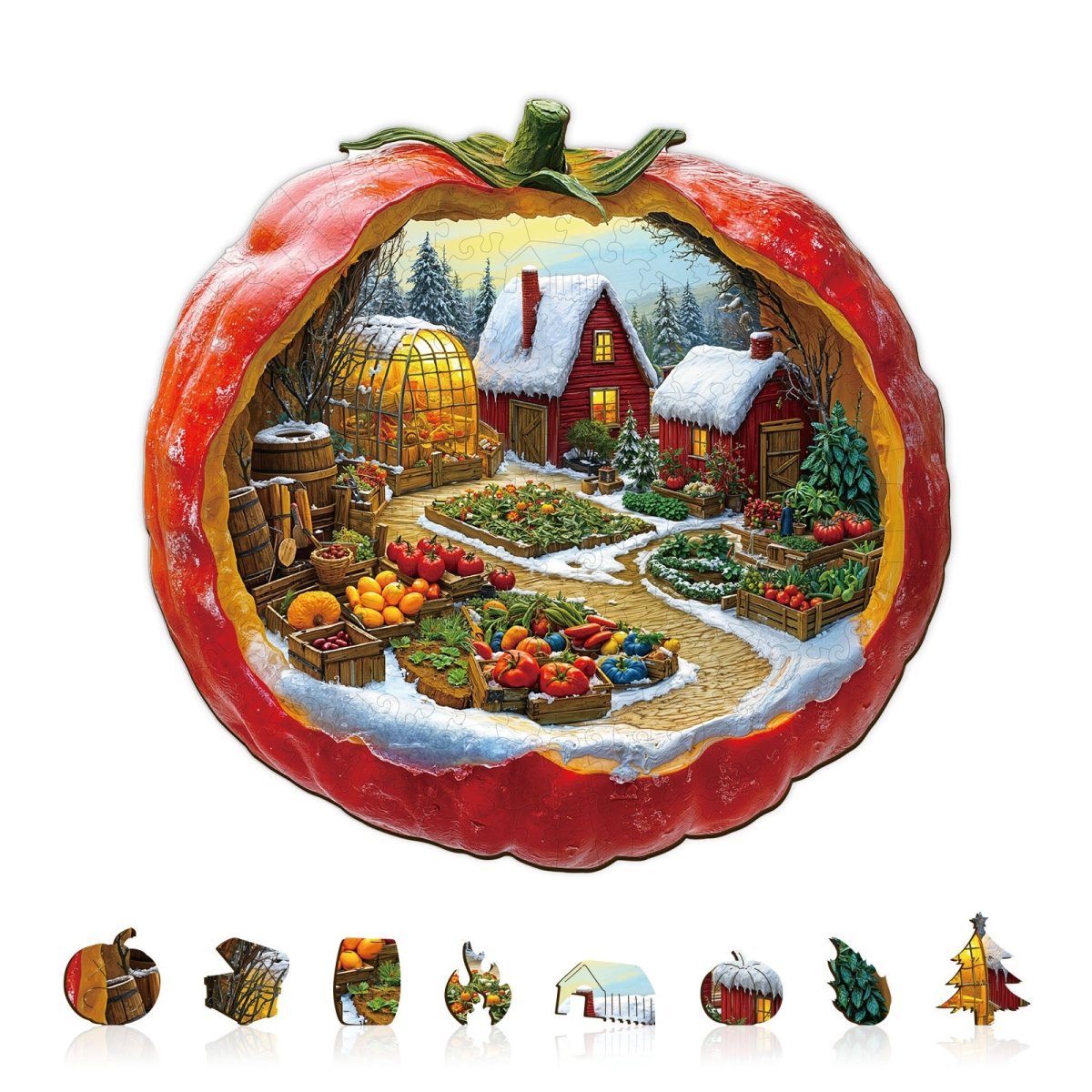 Tomato Winter Farm Wooden Jigsaw Puzzle - KAAYEE Puzzle