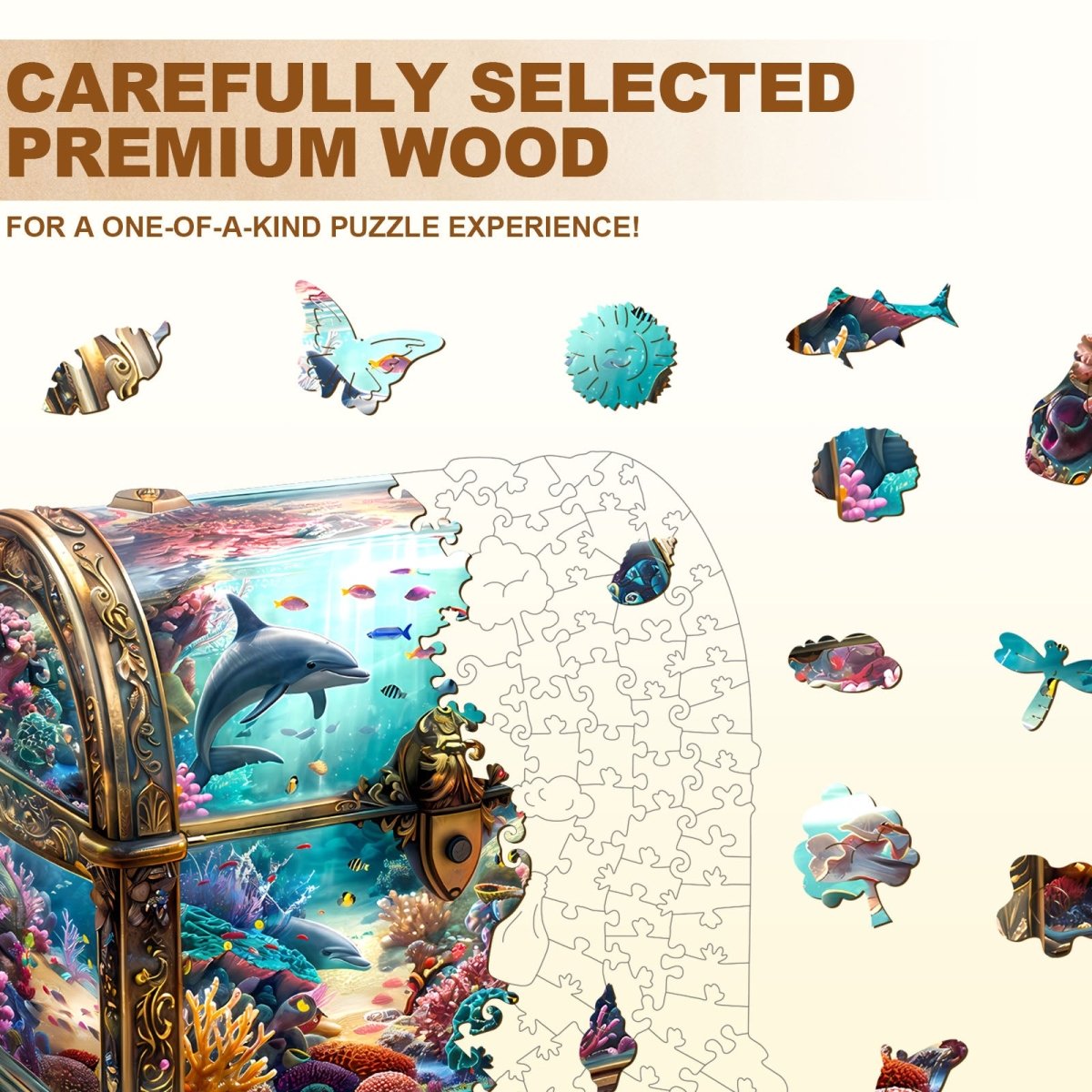 Treasure Chest Ocean - 3 Wooden Jigsaw Puzzle - KAAYEE Puzzle