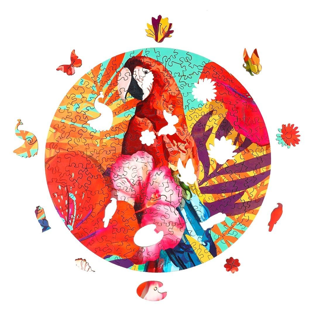 TROPICAL PARROT Wooden Jigsaw Puzzle - KAAYEE Puzzle