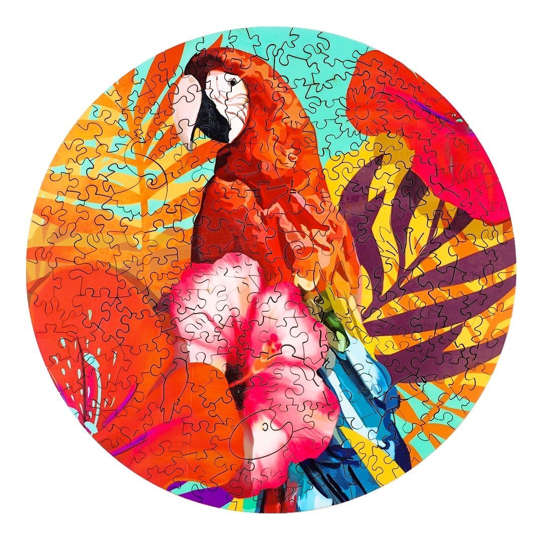 TROPICAL PARROT Wooden Jigsaw Puzzle - KAAYEE Puzzle