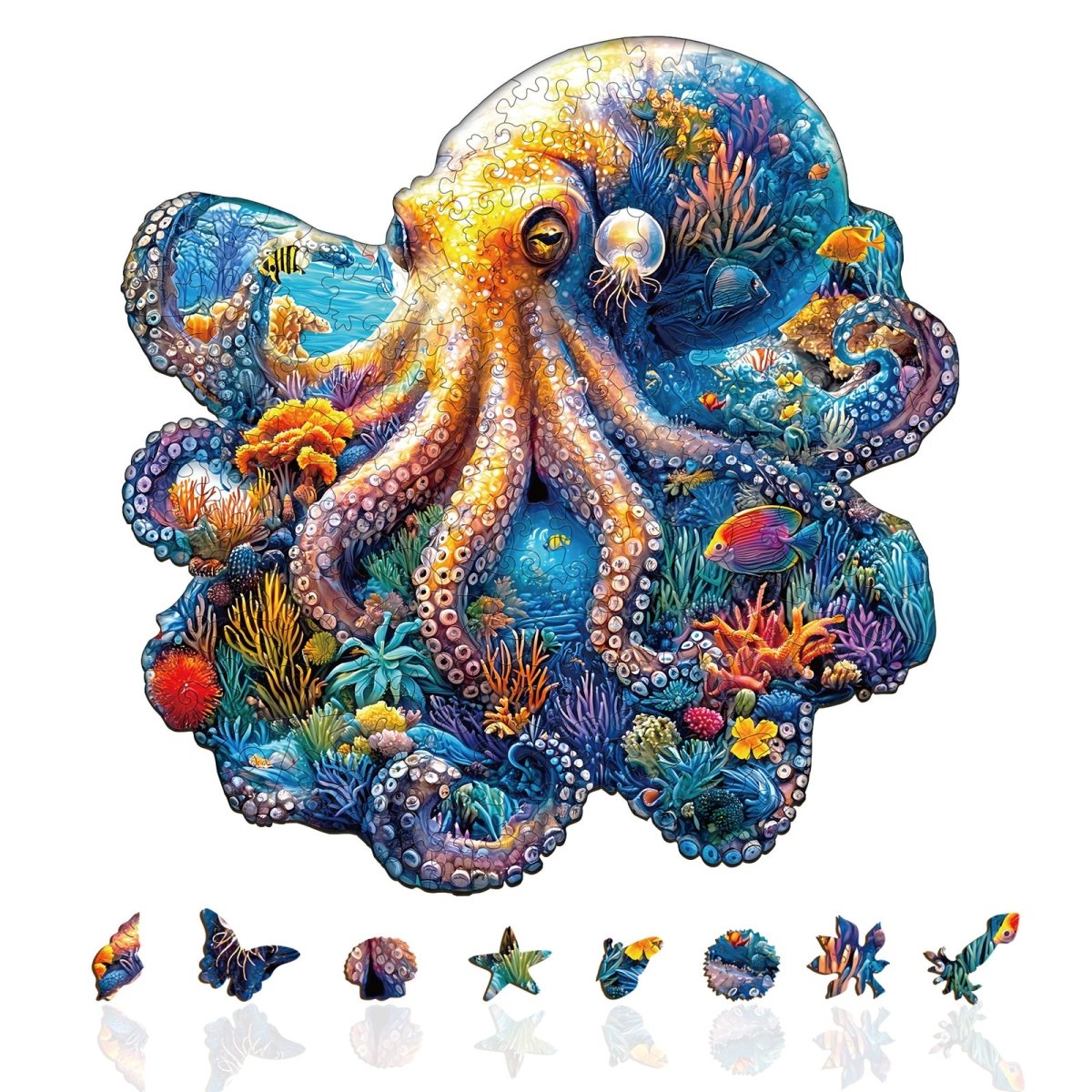 Underwater world - octopus Wooden Jigsaw Puzzle - KAAYEE Puzzle