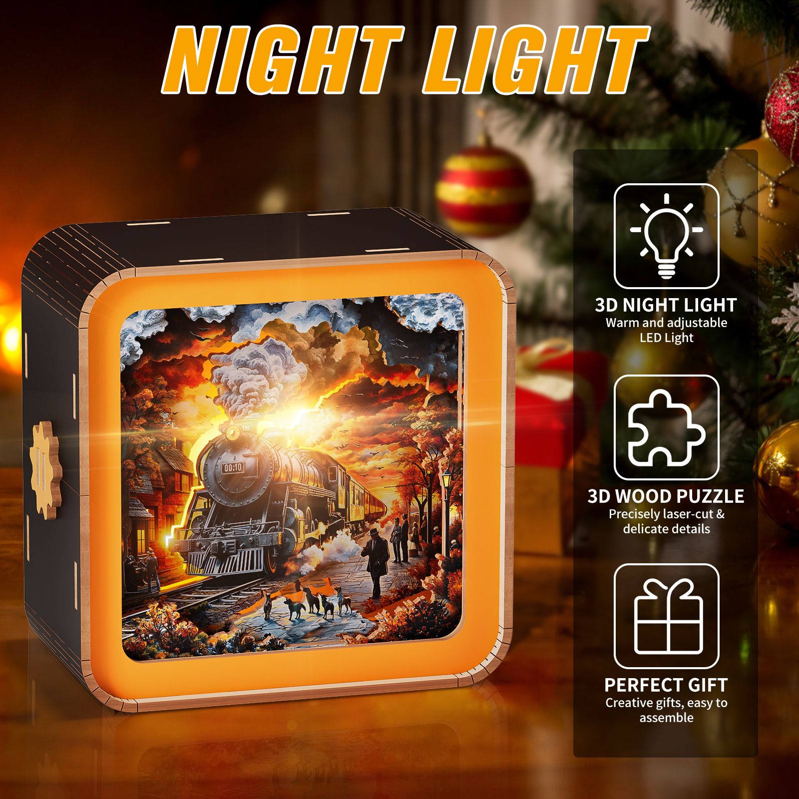 3D Wooden Puzzle Night Light