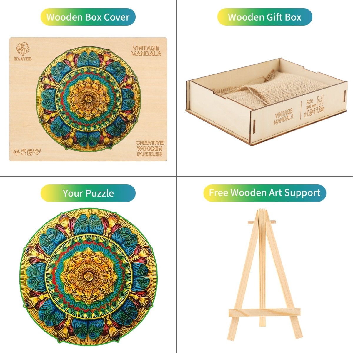 Vintage Mandala Wooden Jigsaw Puzzle - KAAYEE Puzzle