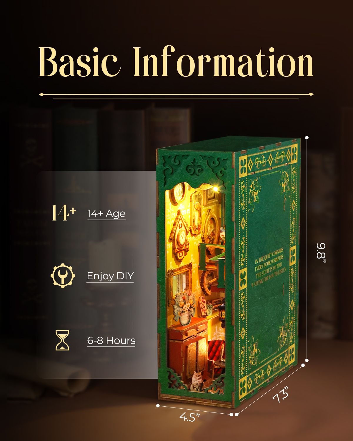 DIY Book Nook Kit,3D Wooden Puzzle
