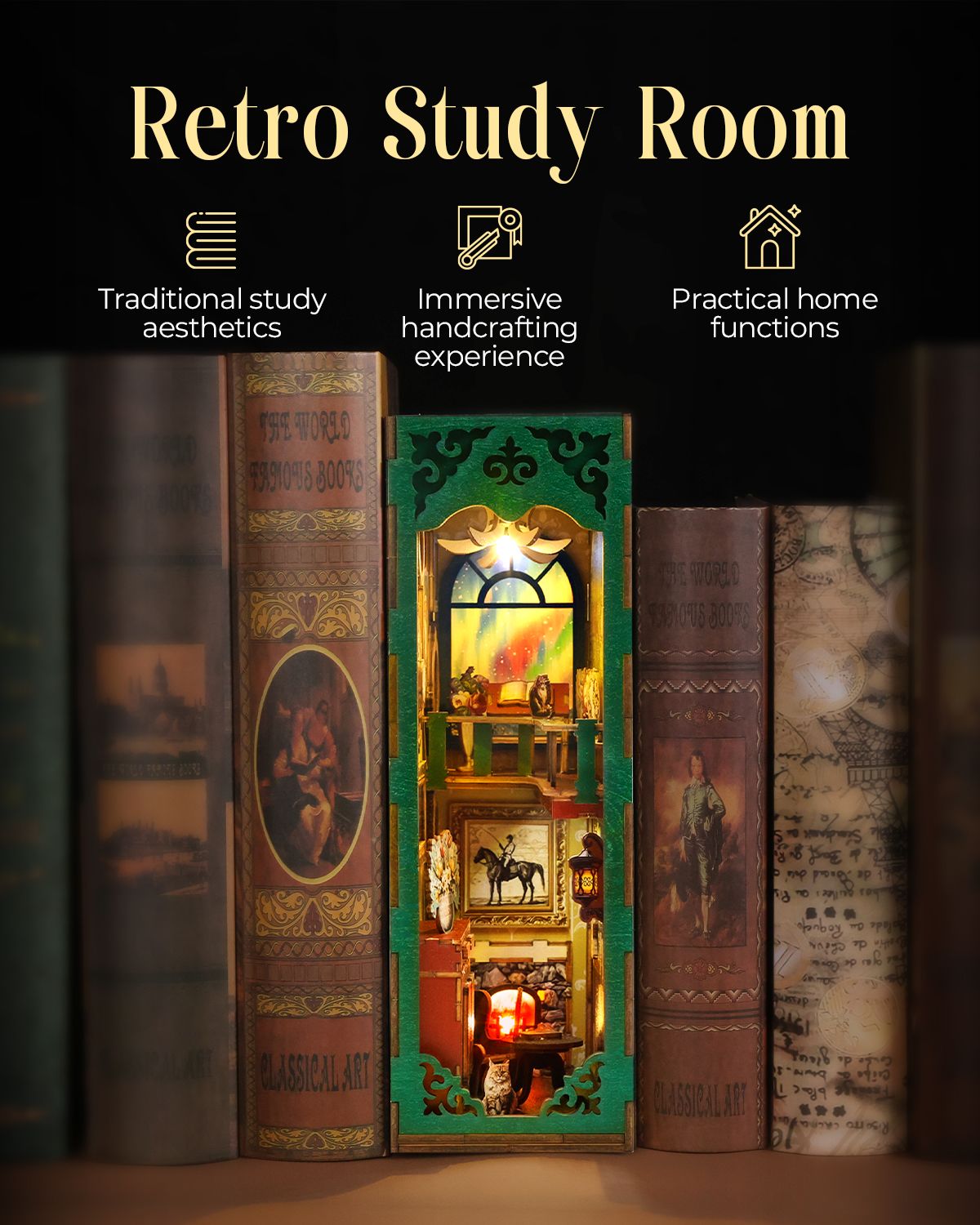 DIY Book Nook Kit,3D Wooden Puzzle