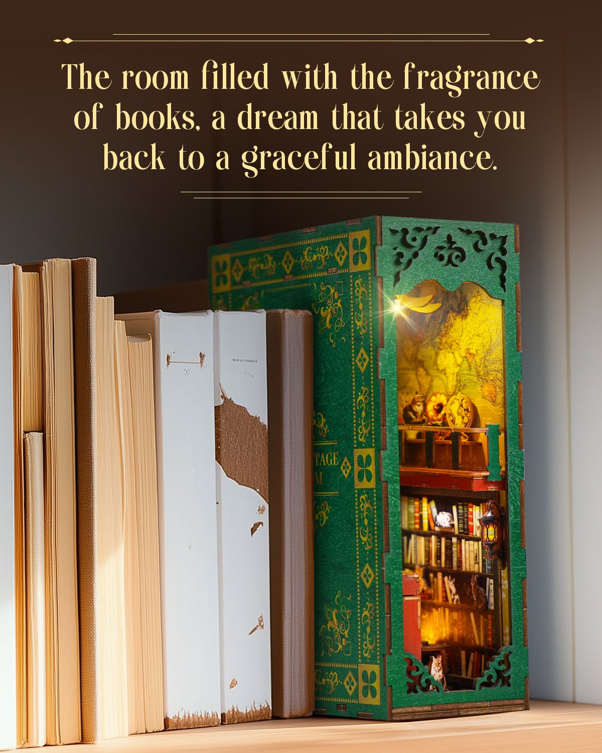 DIY Book Nook Kit,3D Wooden Puzzle