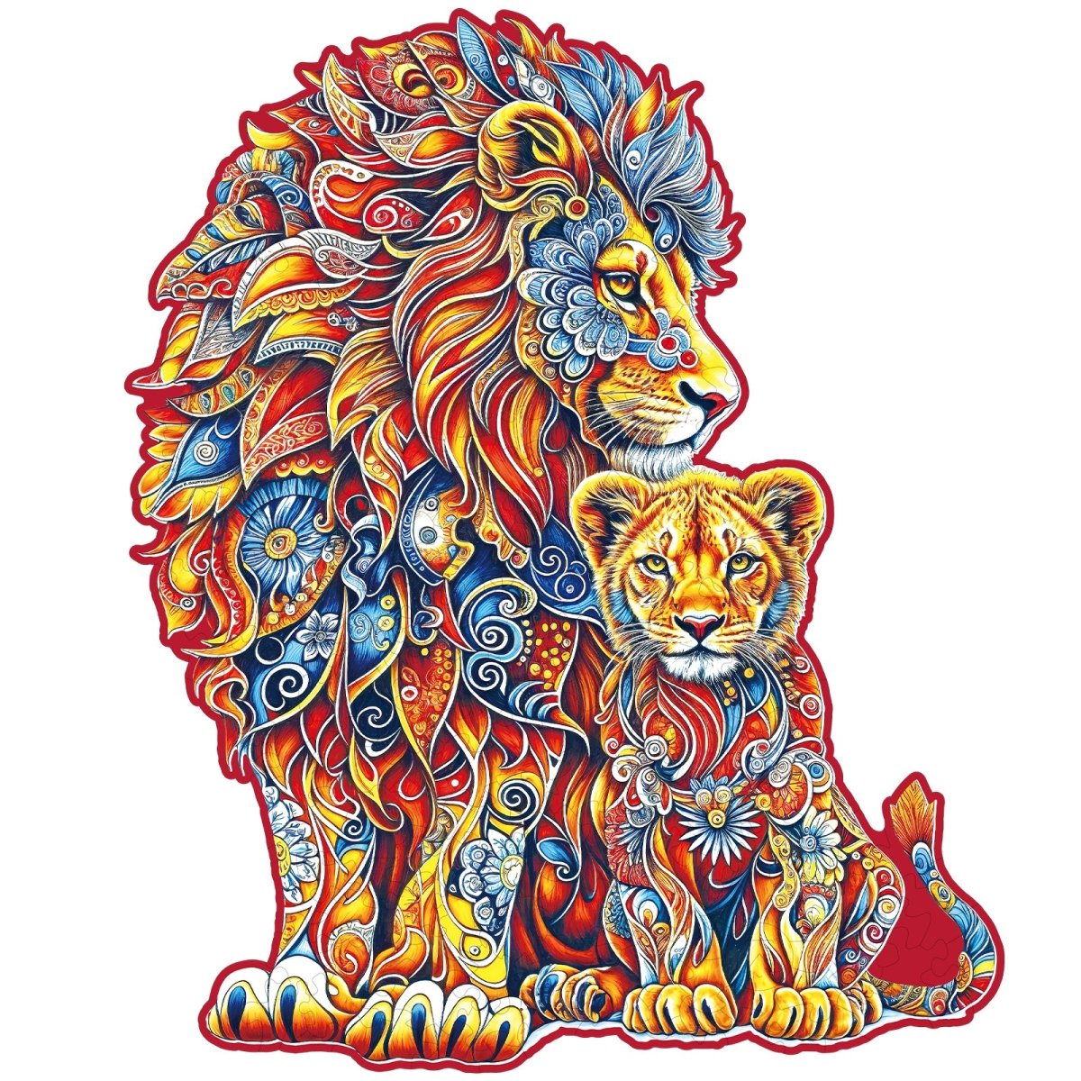 Warm Parent - Child Lion Wooden Jigsaw Puzzle - KAAYEE Puzzle