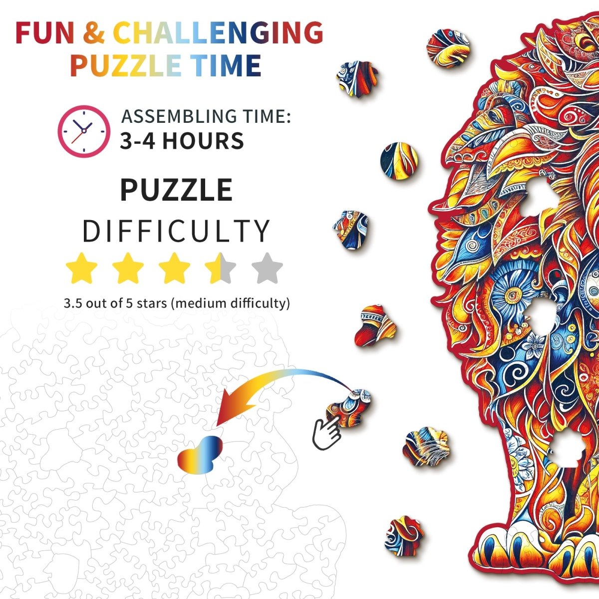 Warm Parent - Child Lion Wooden Jigsaw Puzzle - KAAYEE Puzzle