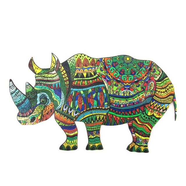 WATHCHFUL RHINO Wooden Jigsaw Puzzle - KAAYEE Puzzle