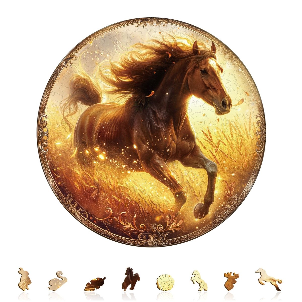 Wheatfield Gallop Wooden Jigsaw Puzzle - KAAYEE Puzzle