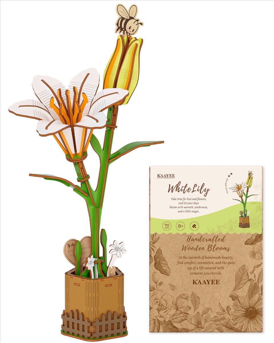 White Lily DIY Wooden Flower - KAAYEE Puzzle