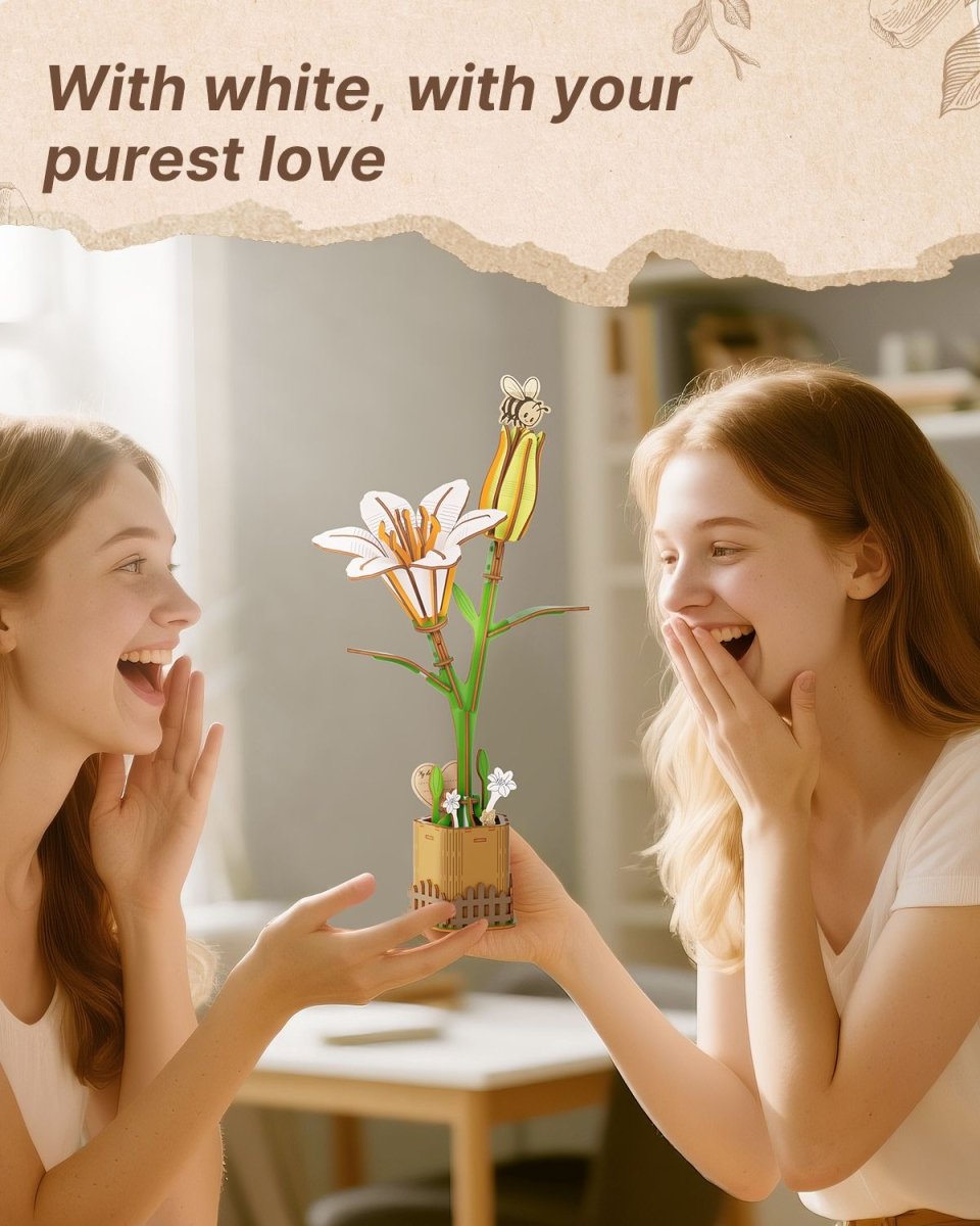 White Lily DIY Wooden Flower - KAAYEE Puzzle