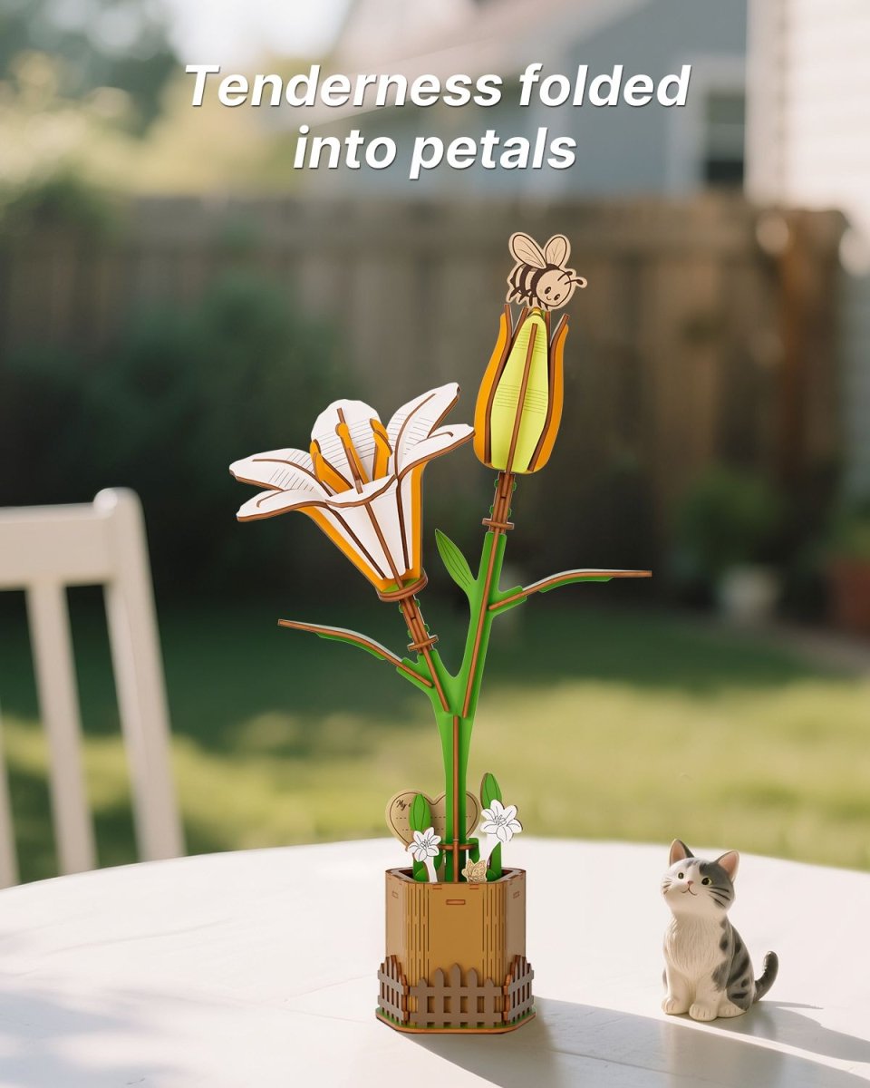White Lily DIY Wooden Flower - KAAYEE Puzzle